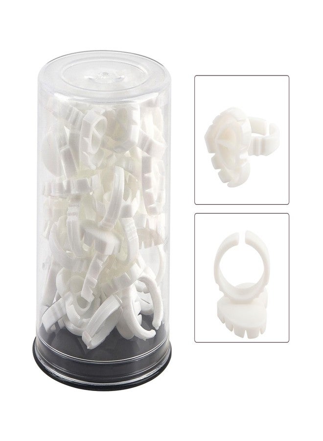Mekupeu 30pcs Lash Ring for Eyelash Extensions Rings Cup Smart Lash Rings Blooming Eyelash Glue Holder Volume Fanning Cup for Lash Extension Supplies Container Packed (White, 30pcs) - Image 3