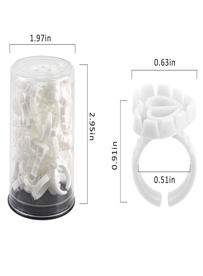 Mekupeu 30pcs Lash Ring for Eyelash Extensions Rings Cup Smart Lash Rings Blooming Eyelash Glue Holder Volume Fanning Cup for Lash Extension Supplies Container Packed (White, 30pcs) - Image 2