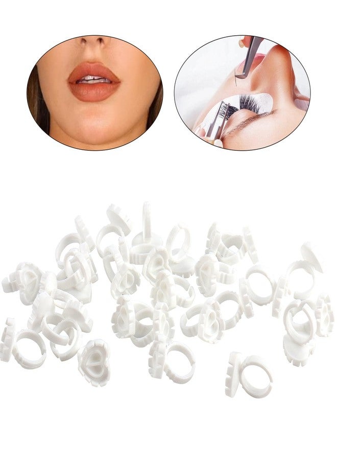 Mekupeu 30pcs Lash Ring for Eyelash Extensions Rings Cup Smart Lash Rings Blooming Eyelash Glue Holder Volume Fanning Cup for Lash Extension Supplies Container Packed (White, 30pcs) - Image 5