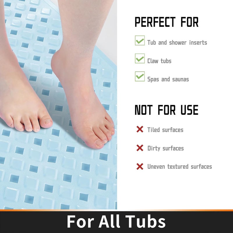 TAGPR Door mat Bathroom mats Anti Slip for Entrance Floor Foot Skid Bathtub Bath Shower Suction Cups (Blue 70x40cm) - Image 2