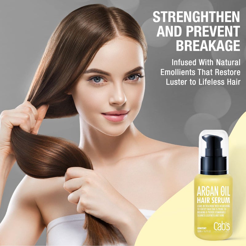 Cab's Argan Oil - Frizzy Control for Dry, Damaged & Coarse Hair, Nourishing and Repair Shine - Paraben Free, Sulfate Free 1.69 fl oz (Serum With Box) - Image 3