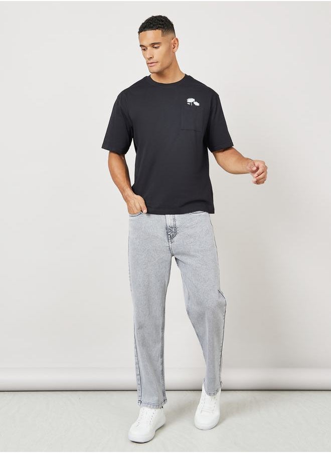 Styli - Acid Wash Loose Fit Jeans with Pockets - Image 1