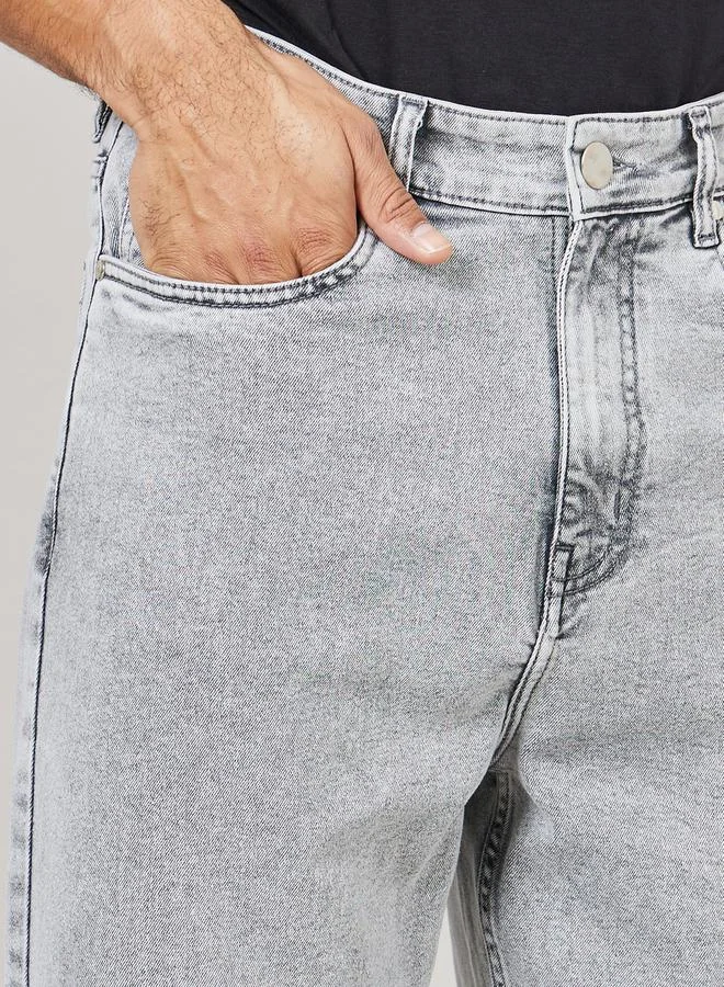 ستايلي Acid Wash Loose Fit Jeans with Pockets