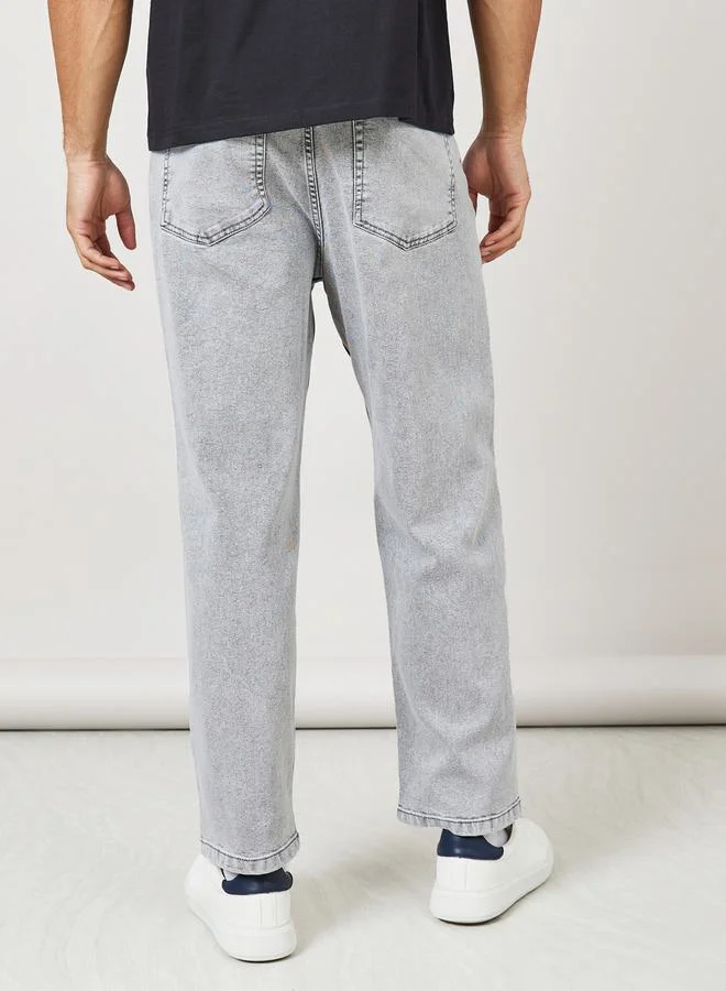ستايلي Acid Wash Loose Fit Jeans with Pockets