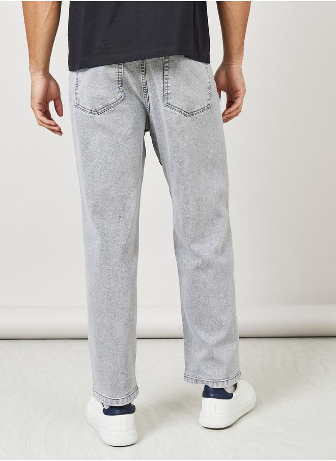 Styli - Acid Wash Loose Fit Jeans with Pockets - Image 1