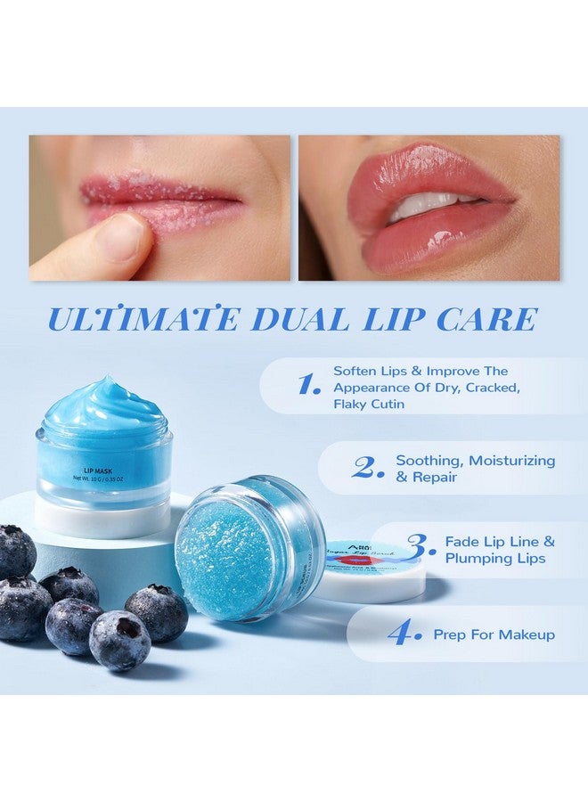 ANAI RUI Lip Therapy Set, Lip Scrub & Lip Mask, Overnight Moisturizing Lip Care Kit, Suagr Lip Exfoliator And Lip Sleeping Mask For A Soft Lips, Lip Gift Set For Dry, Chapped, Dark Lips, Blueberry - Image 3
