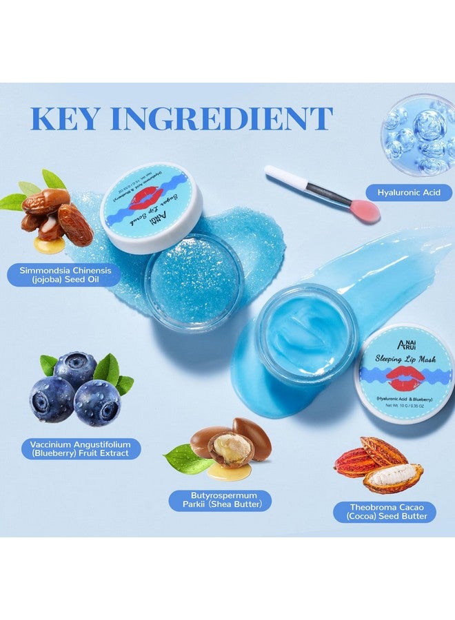 ANAI RUI Lip Therapy Set, Lip Scrub & Lip Mask, Overnight Moisturizing Lip Care Kit, Suagr Lip Exfoliator And Lip Sleeping Mask For A Soft Lips, Lip Gift Set For Dry, Chapped, Dark Lips, Blueberry - Image 2