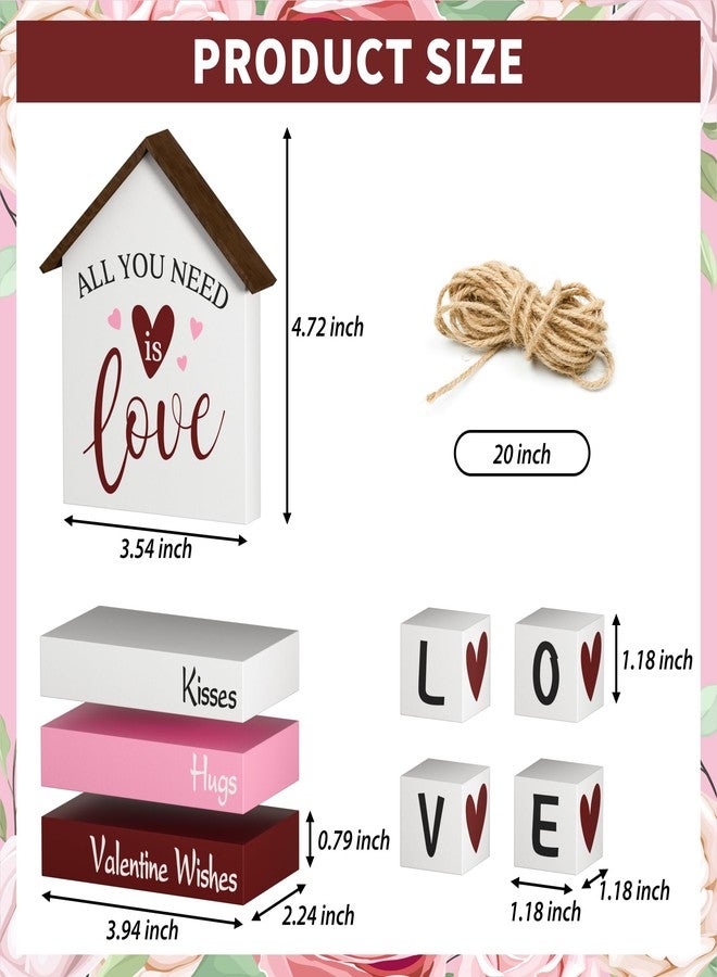 Tovwei Valentine's Day Decorations Heart Faux Books, 8 Pcs Tiered Tray Book Stacks Wood Signs, Farmhouse Rustic Valentines Decor for Home Kitchen Table Party Decorations - Image 5