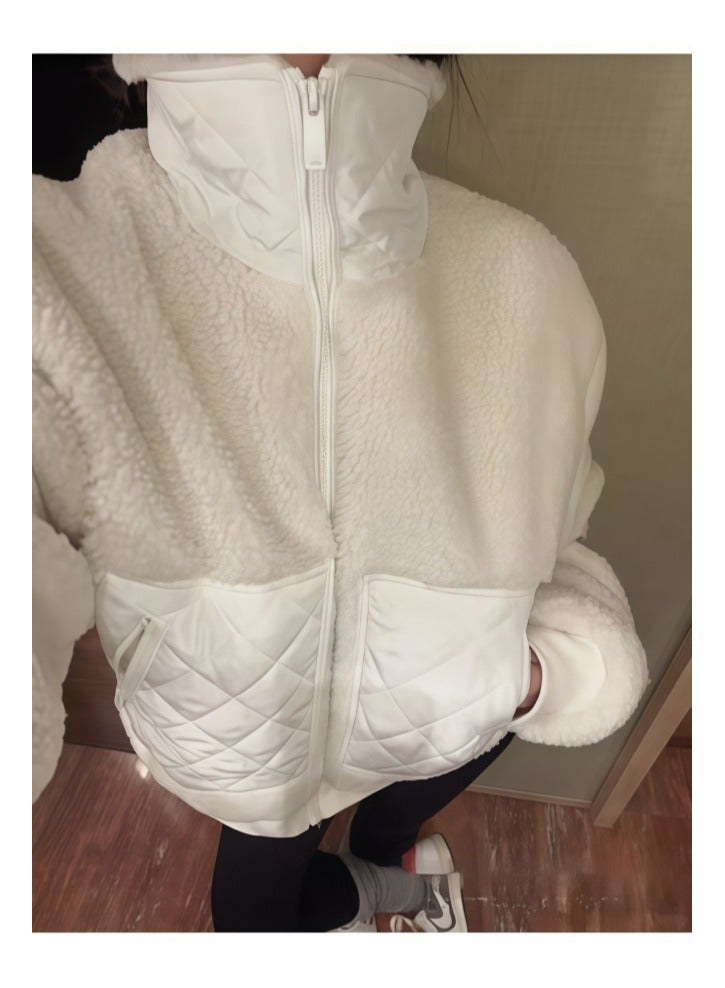 Alo Yoga SHERPA EDGE BOMBER Jacket - Fleece-Lined Warm Stand Collar Zip-Up Casual Outerwear, Hoodless Slim Fit forWomen, Ideal for After Yoga and Everyday Wear - Image 2