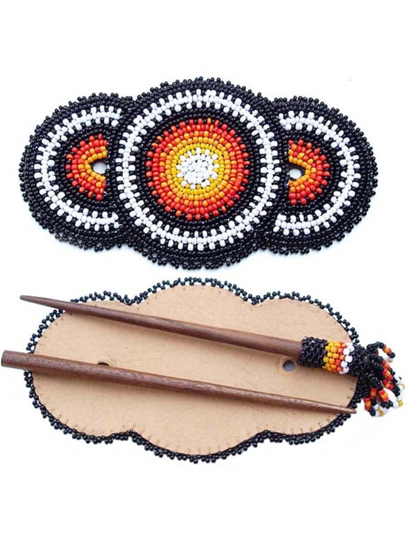 La vivia Handmade Beaded Indian Jewelery Hair barrette/Clip for Women's,American Native Style Beaded Hair Barrette.  - Image 1
