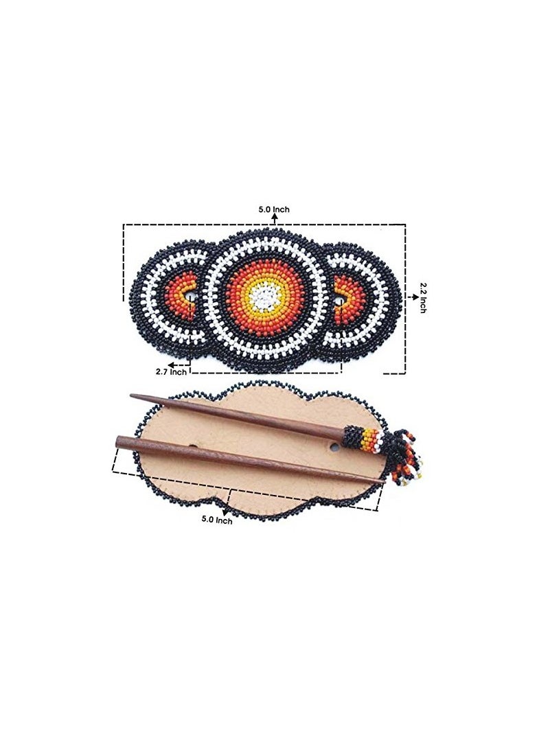 La vivia Handmade Beaded Indian Jewelery Hair barrette/Clip for Women's,American Native Style Beaded Hair Barrette.  - Image 2
