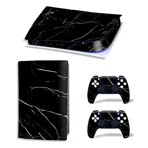 Asokex Ps5 Stickers Full Body Vinyl Skin Decal Cover for PlayStation 5 Digital Edition Console Controllers (Digital Edition, Black Glass) - Image 1