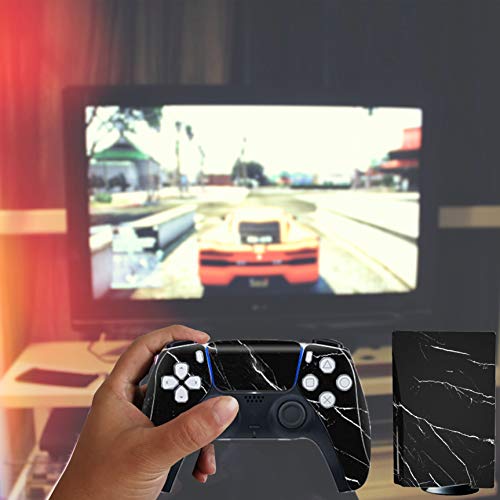 Asokex Ps5 Stickers Full Body Vinyl Skin Decal Cover for PlayStation 5 Digital Edition Console Controllers (Digital Edition, Black Glass) - Image 2