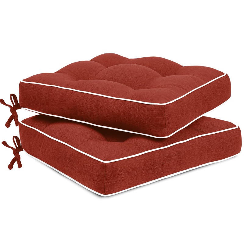 Favoyard Rocking Chair Cushion Set Indoor Outdoor Rocker Cushions Water Resistant Seat Cushion Set for Patio Furniture 3Year Color Fastness Chair Pads with Ties Red