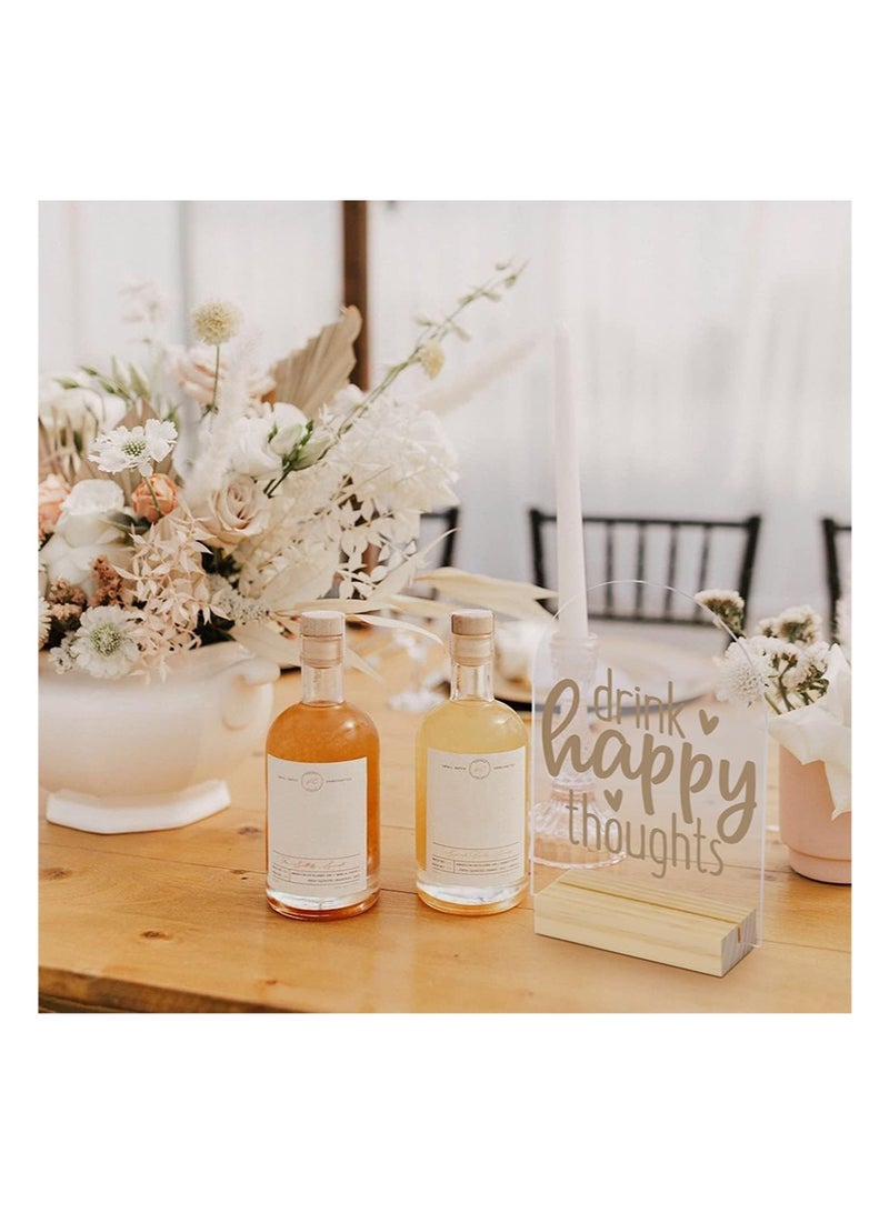 ايكانبو مجموعة من 10 لافتات طاولات أكريليك مقوسة مع حوامل خشبية، صفائح أكريليك مقوسة فارغة مقاس 4×6 بوصة مع قاعدة، لافتات فارغة مقوسة يمكنك صنعها بنفسك لأرقام طاولات الزفاف (شفافة) - Image 5