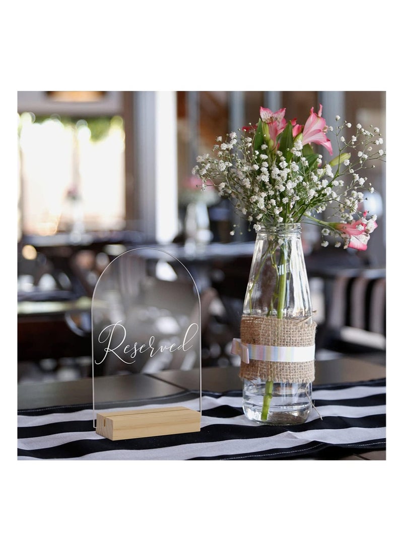 ايكانبو مجموعة من 10 لافتات طاولات أكريليك مقوسة مع حوامل خشبية، صفائح أكريليك مقوسة فارغة مقاس 4×6 بوصة مع قاعدة، لافتات فارغة مقوسة يمكنك صنعها بنفسك لأرقام طاولات الزفاف (شفافة) - Image 3