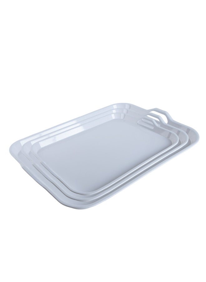 Trust 3-Piece Melamine Serving Tray Set Small Size 38CM, Medium Size 45CM & Large Size 52CM White  - Image 1