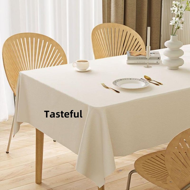 JDLYEVER Leather Tablecloth 200*140cm, French Pastoral Style, No-Wash Oil-Proof & Waterproof Coffee Table Cloth Rectangular Dining Table Mat, Easy to Clean, Heat-Resistant (White) - Image 5