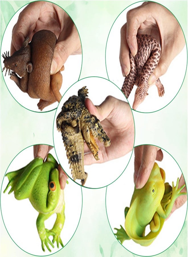 SCAHOW 5PCS Soft Rubber Squishy Toys, TPR Super Stretch Animal Toys for Kids, Rubber Animal Figures Set with Frog, Tadpole, Crocodile, Rat, Pangolin - Image 3