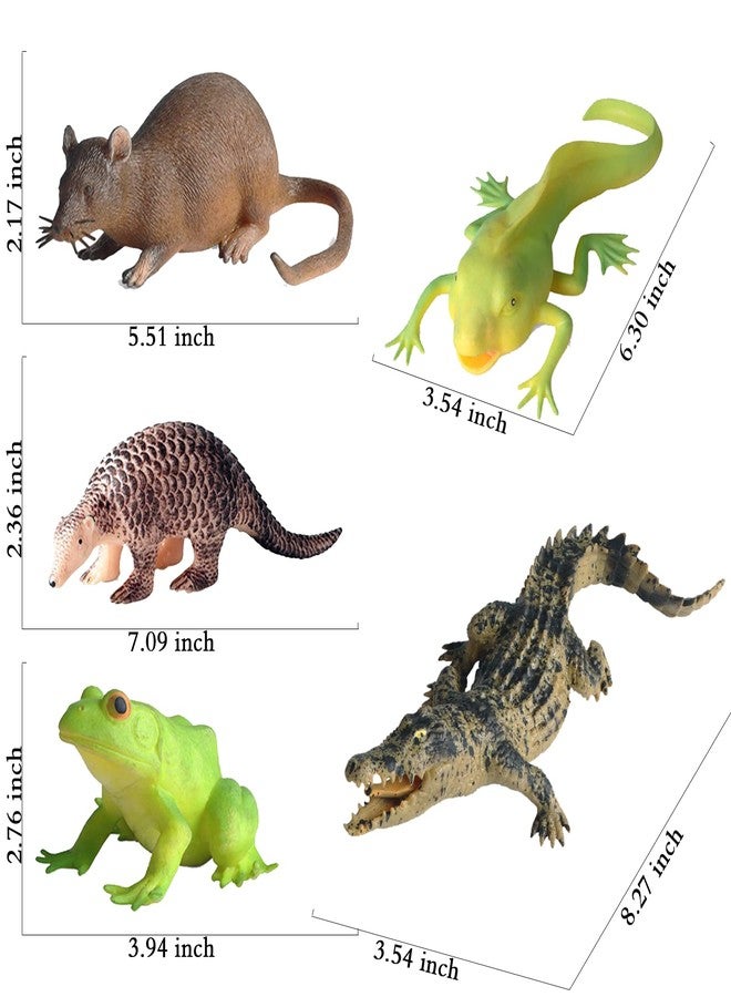 SCAHOW 5PCS Soft Rubber Squishy Toys, TPR Super Stretch Animal Toys for Kids, Rubber Animal Figures Set with Frog, Tadpole, Crocodile, Rat, Pangolin - Image 5