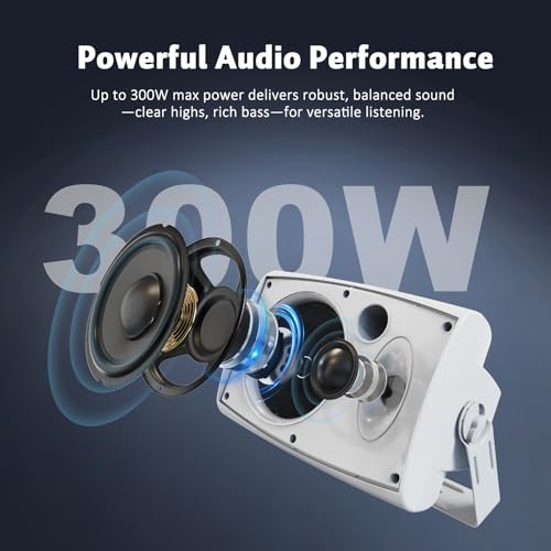 STUDIOFINIX 8-Inch 600W Outdoor Bluetooth Speakers Waterproof Wired, Wall-Mount Waterproof Speaker System Ideal for Large Spaces (Commercial Areas, Spacious Backyards, Auditorium) - Image 3
