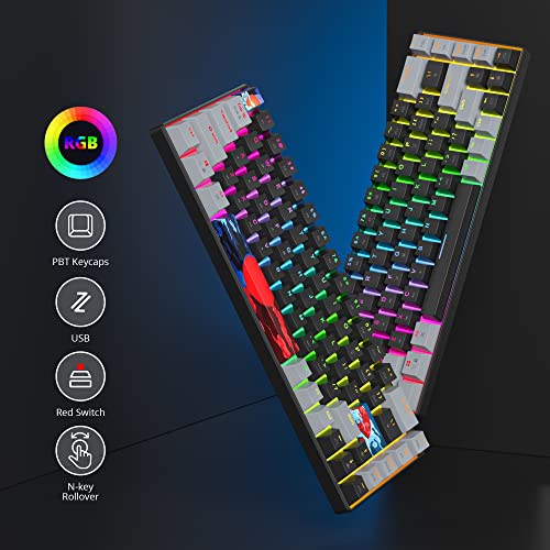Owpkeenthy Portable 65% Percent Mechanical Gaming Keyboard, Mini Wired Ultra Compact RGB 68 Keys Office Keyboard with Red Switch Backlit for PC/PS5/XBOX(Dark/ 68 Red Switch) - Image 2