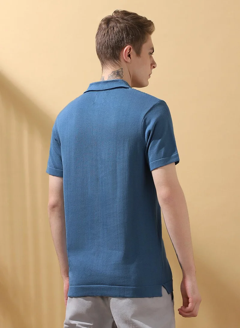 Dennis Lingo Men's Steller 100% Cotton Textured Regular Fit T-Shirt