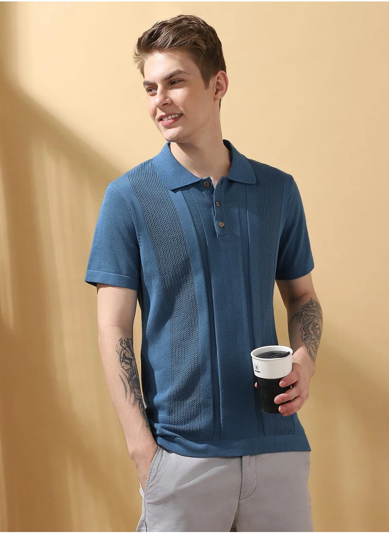 دينيس لينغو Men's Steller 100% Cotton Textured Regular Fit T-Shirt