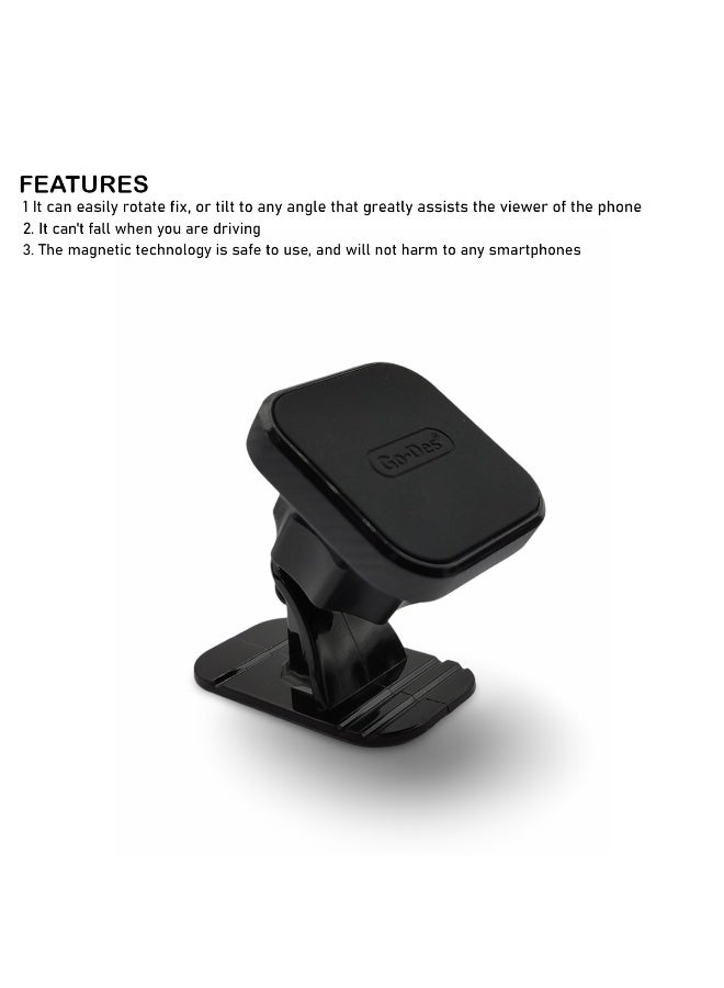 GO-DES Magnetic Phone Holder for Car Dashboard, Strong Grip Mount with Metal Plate, Adjustable Angle, Anti-Slip Base, Universal Mobile Stand GD-HD635 - Image 4