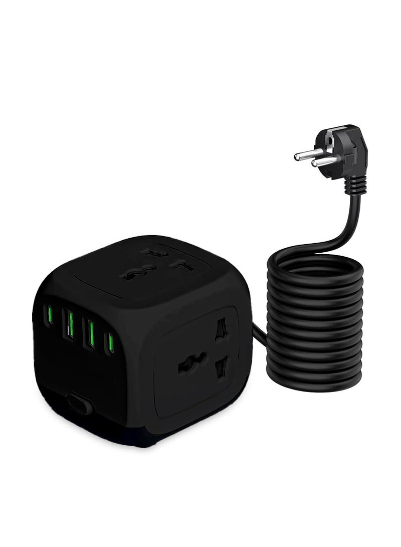 Power Strip Surge Protector Z13 with 3 AC Outlets, 2 USB Ports and 2 PD Fast Charging Type-C, 2500W 10A Rated Power 2M , 110V-250V,  Advanced Safety Protection for Home, Office and Travel