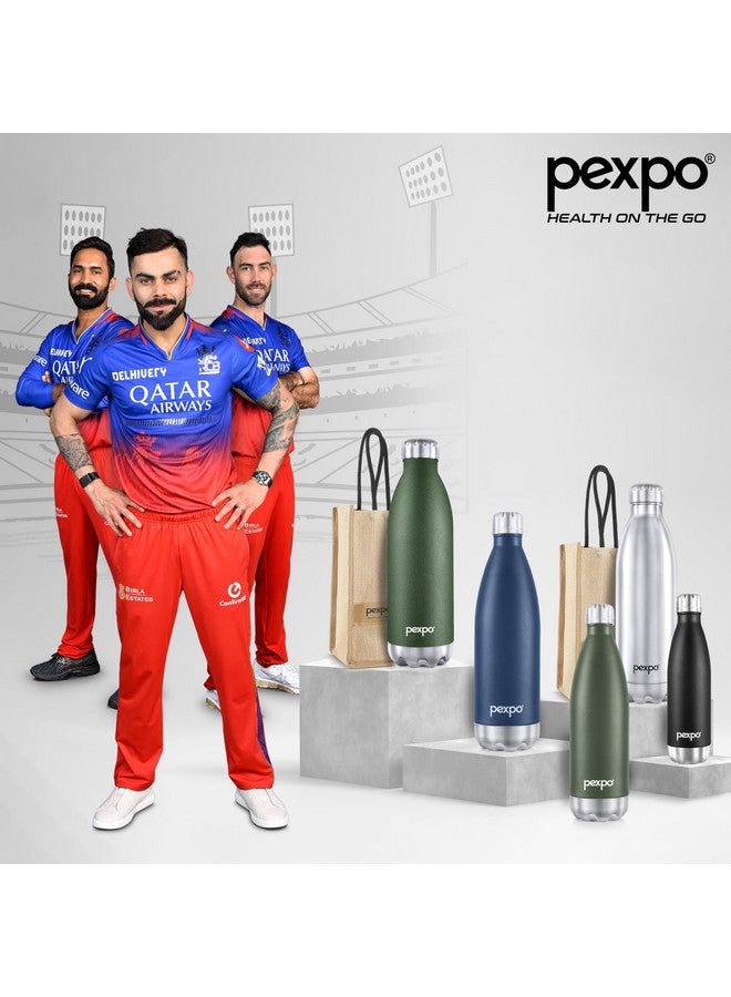 PEXPO Electro 1800 Pro ISI Certified Stainless Steel Water Bottle 1750ml Hot & Cold Thermos Water Bottle | Vaccum Insulated Water Bottle with Jute Bag | Travel | Adults | RCB Edition - Denim Blue - Image 2