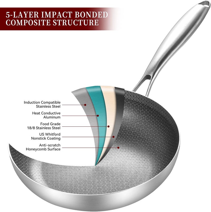 LOLYKITCH 12 Inch Hybrid Stainless Steel Non-Stick Sauté Pan,Induction Frying Pan with Lid,Skillet,Oven and Dishwasher Safe,Detachable Handle - Image 2