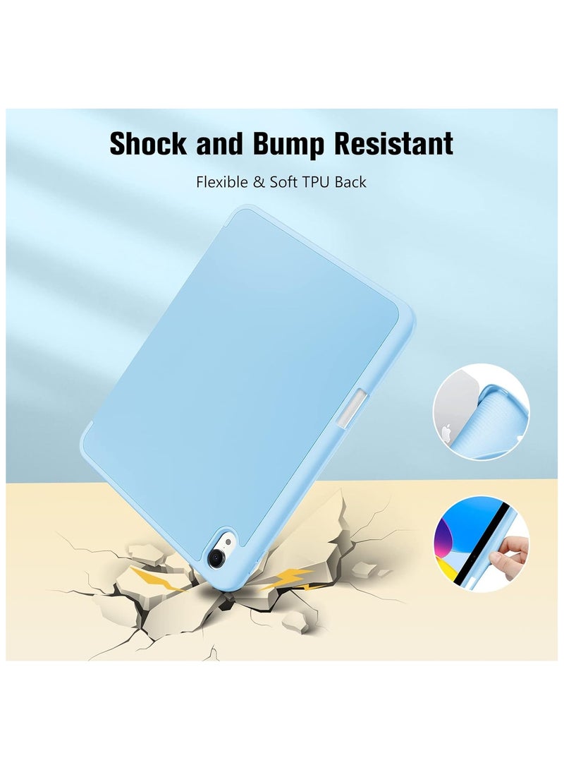MahMir ProCase for iPad 10th Gen Case with Pencil Holder 2022 iPad 10.9 Inch Case,iPad (A16) 11inch 11th 2025 Gen, Clear Transparent Back Shell Trifold Protective Cases Shockproof Cover for 2022 iPad 10th Gen A2696 A2757 A2777 -Sky Blue - Image 4
