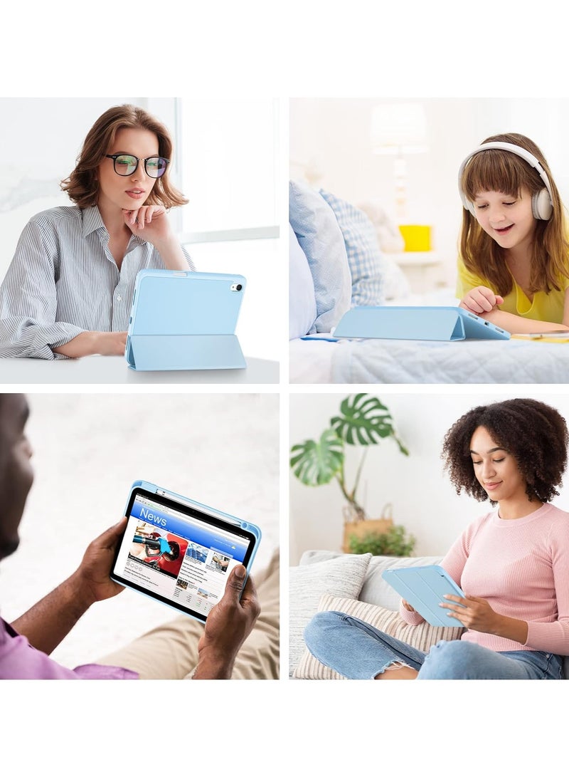 MahMir ProCase for iPad 10th Gen Case with Pencil Holder 2022 iPad 10.9 Inch Case,iPad (A16) 11inch 11th 2025 Gen, Clear Transparent Back Shell Trifold Protective Cases Shockproof Cover for 2022 iPad 10th Gen A2696 A2757 A2777 -Sky Blue - Image 5