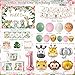 SNLN Wild One Birthday Decorations Jungle Theme 1st First Birthday Decorations Girl Jungle Safari Animal Foil Balloons Backdrop Crown Banner Number 1 Balloon Pink Sage Green Balloon Arch Poster Leaves - Image 4