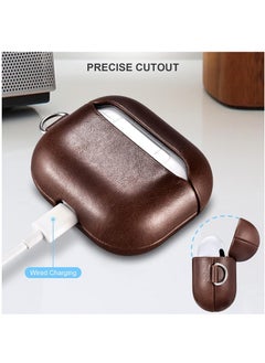 Generic AirPods 4th Generation Case Leather Case, Compatible with AirPods 4 Gen (2024) (USB-C), Compatible with MagSafe, Drop Protection Cover with Lanyard, Orbit Hybrid Case, Brown  - Image 2