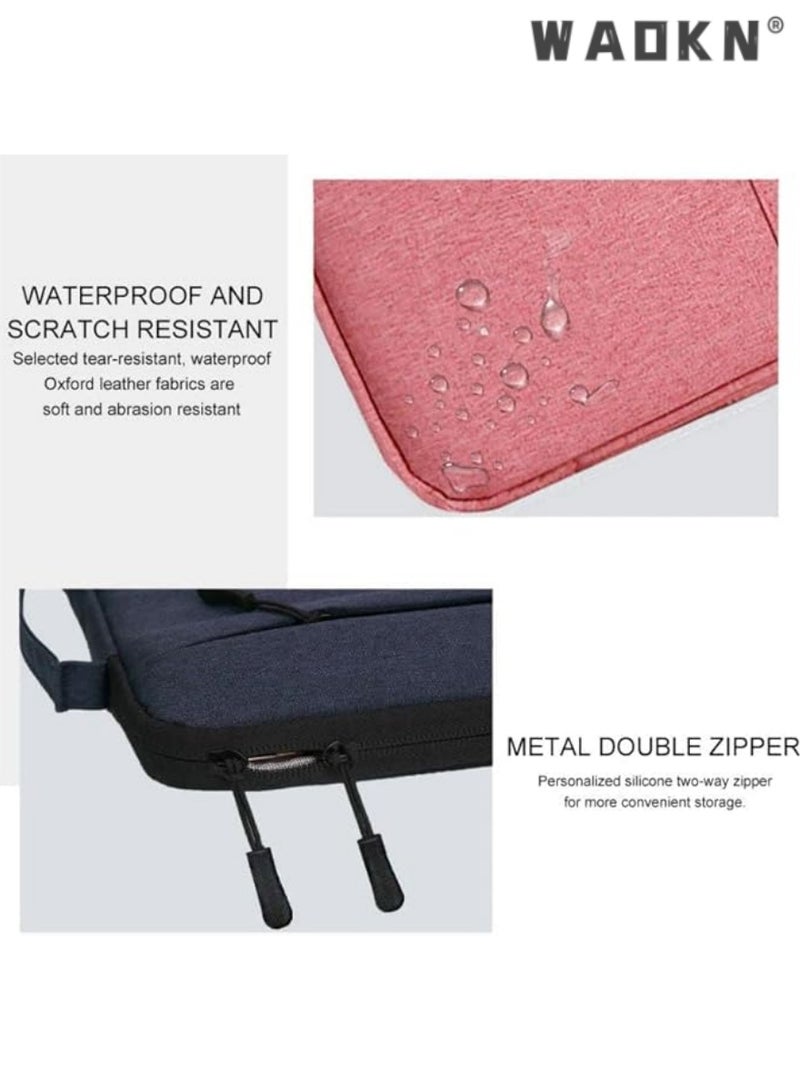 WAOKN Laptop Handbag Sleeve Bag Protective Case Oxford Fabric Waterproof Multifunctional Briefcase compatible with Macbook Pro/Air Retina 13-15.6 inch Notebook, Dell, ThinkPad（pink）  - Image 3