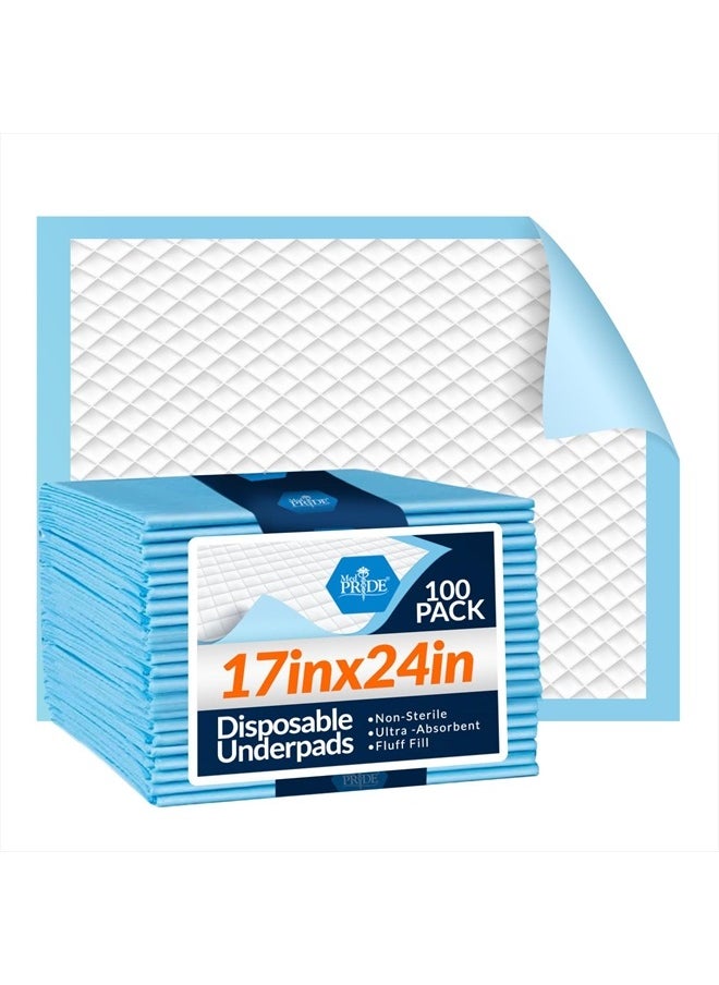 MED PRIDE Disposable Underpads 17'' x 24'' (300-Count) Incontinence Pads, Bed Covers, Puppy Training | Thick, Super Absorbent Protection for Kids, Adults, Elderly | Liquid, Urine, Accidents  - Image 1