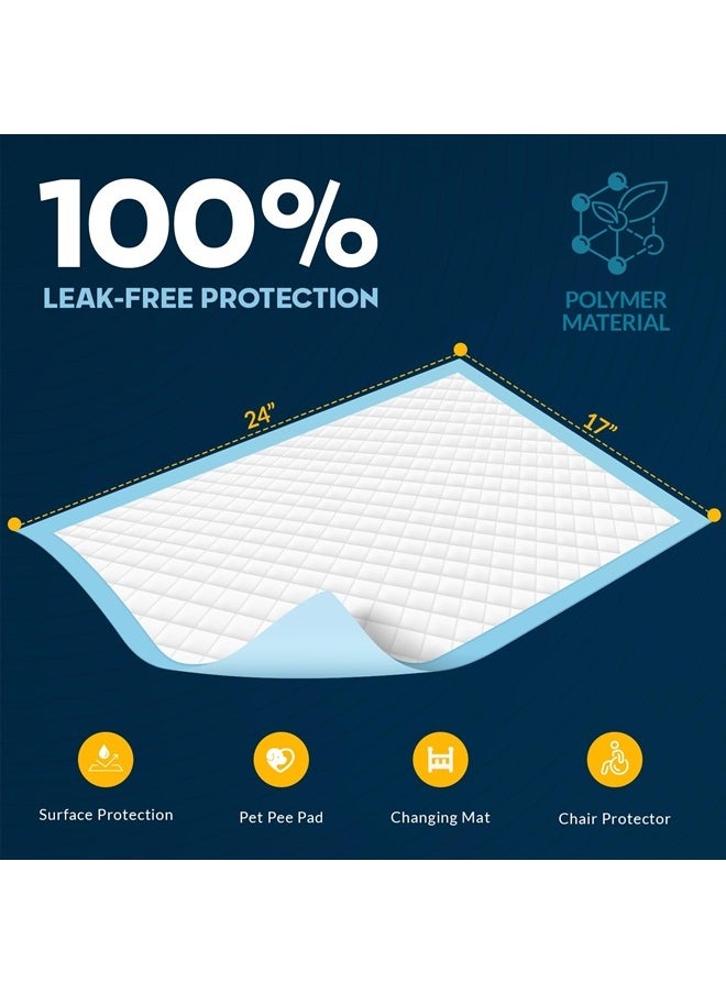 MED PRIDE Disposable Underpads 17'' x 24'' (300-Count) Incontinence Pads, Bed Covers, Puppy Training | Thick, Super Absorbent Protection for Kids, Adults, Elderly | Liquid, Urine, Accidents  - Image 4