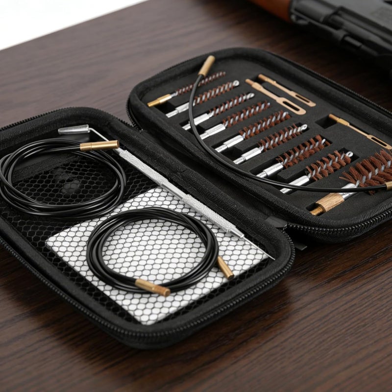 BOOSTEADY Gun Cleaning Kit .17 .22/.223/5.56MM .243 .280 .30 .357/9MM .40 .45 12GA Multi-Caliber Phosphor Bristle Bore Brushes with Flexible Threaded Bore Cleaning Coated Cables in Zippered Case - Image 4