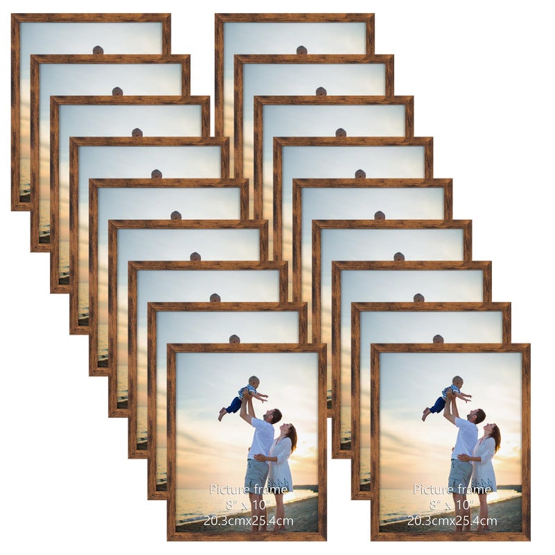 Hoikwo 18 Packs 8x10 Rustic Brown Multi Picture Frames Set for Family Photos  Artwork  Light Weight Bulk 8 by 10 Frames Pack for Wall Hanging and Table  Stylish Picture Frames - Image 1