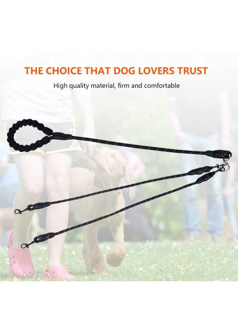 Dual Dog Leash with 360° Swivel, No Tangle Design, 2 Extra Traffic Handles for Large, Medium & Small Dogs - Perfect for Easy Walking & Control, Black  - Image 4