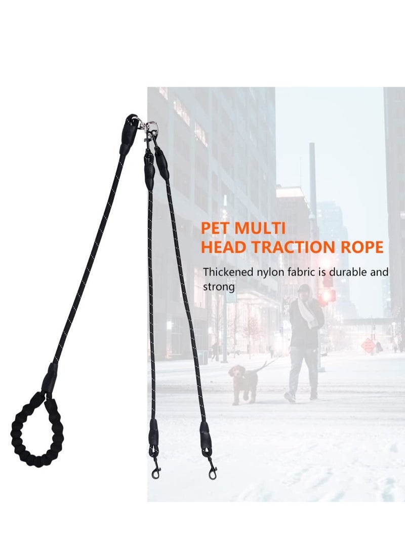 Dual Dog Leash with 360° Swivel, No Tangle Design, 2 Extra Traffic Handles for Large, Medium & Small Dogs - Perfect for Easy Walking & Control, Black  - Image 3
