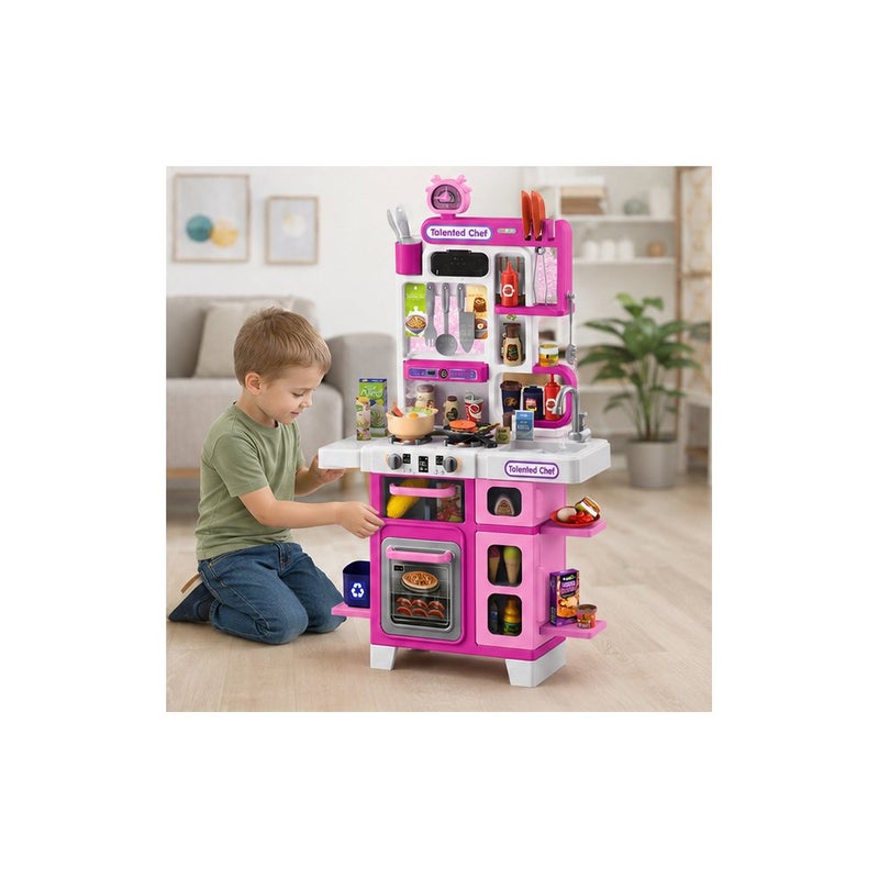 Talented chef Role-Play Fun | Modern Kitchen Pretend Play Set for Girls, Pink Toy Kitchen with Lights and Sounds - Image 4