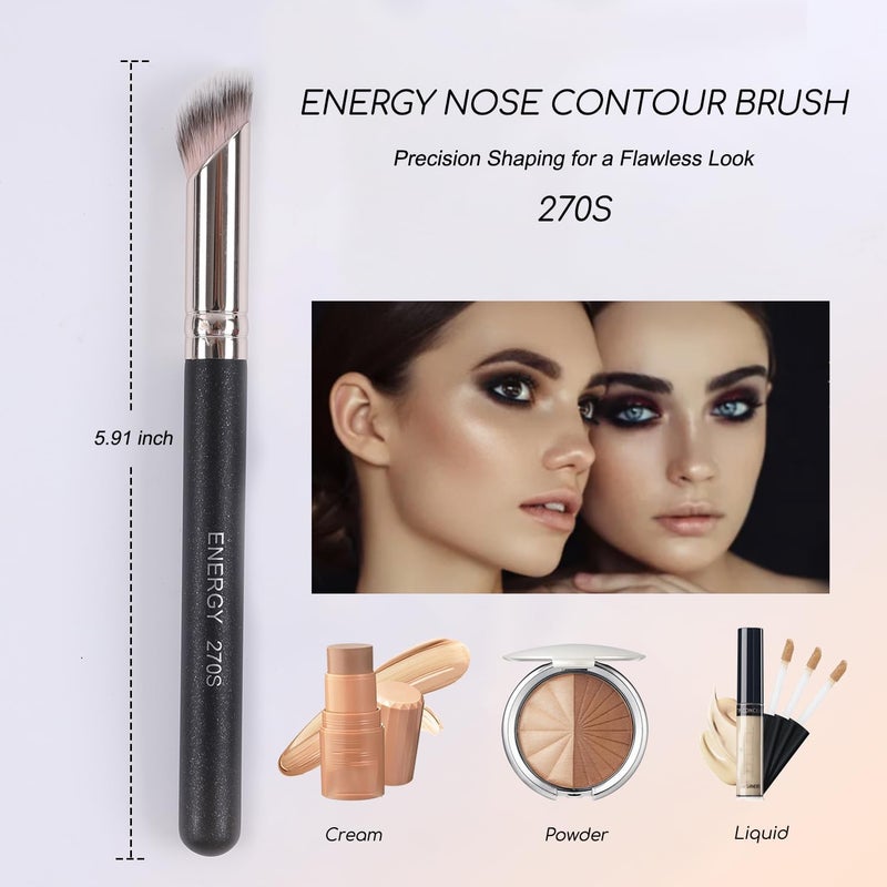 Energy Nose Contour Brush Angled Small Foundation Brush- Versatile Makeup Brush for Precision Contouring & Concealing, Perfect for Liquid, Cream & Powder Products - Image 1