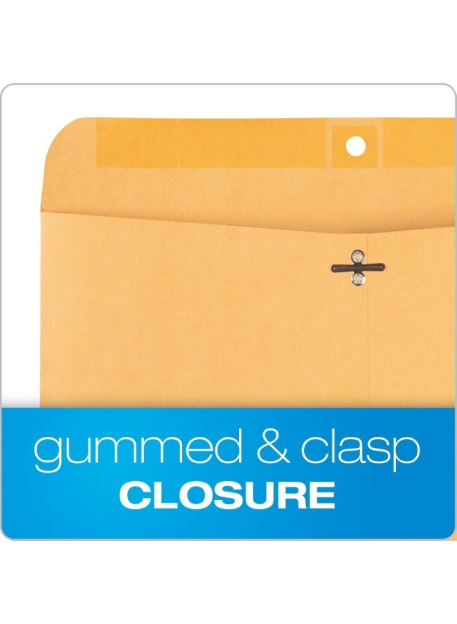 Quality Park Quality Park 9 x 12 Clasp Envelopes, Deeply Gummed Flaps for Permanent Secure Seal, Great for Filing, Storing or Organizing Documents, 28 lb. Brown Kraft, Open Side, 100/Box (QUA38090) - Image 4