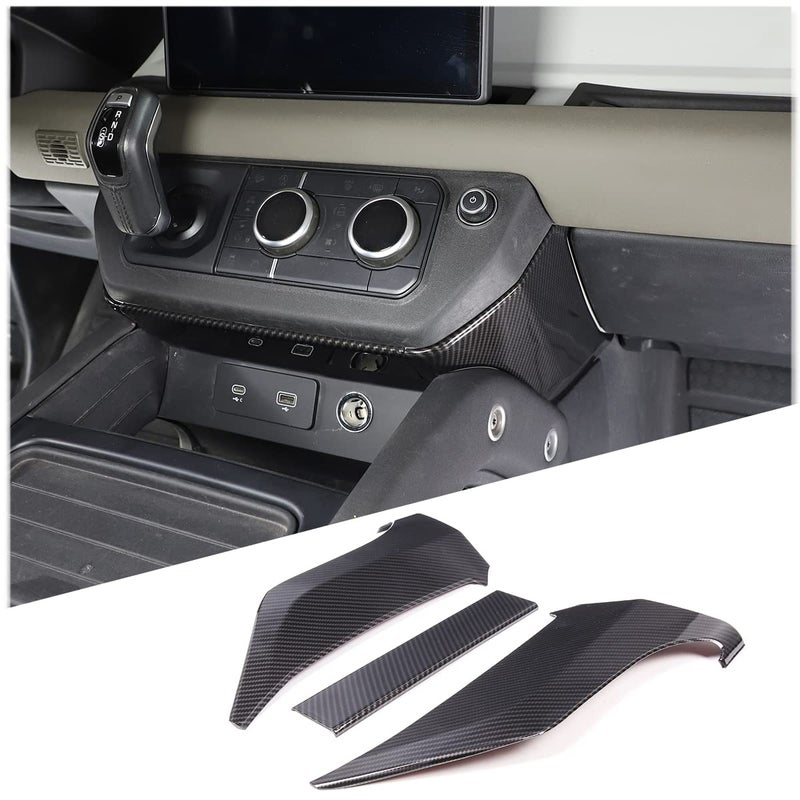 TINKI Auto Center Console Decorative Panel Compatible for Land Rover Defender 90 110 130 2020 2021 2022 2023 Car Indoor Decoration Cover Trim Interior Accessories Style 1 Carbon Fiber