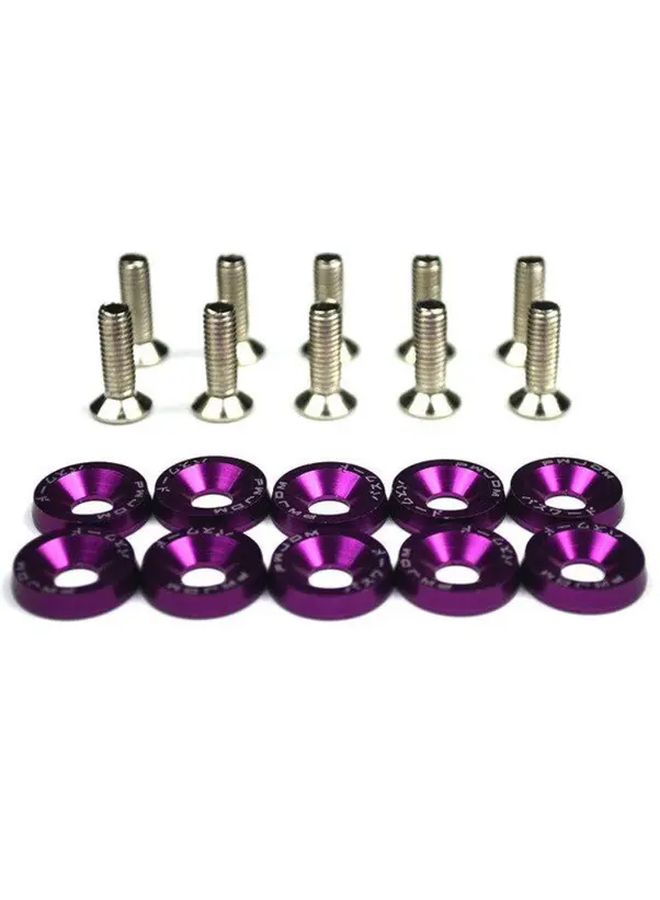 Red 10pcs Car Modification Kit Hex Fasteners Fender Bumper Engine Concave Screws M6 Bolts - Image 1
