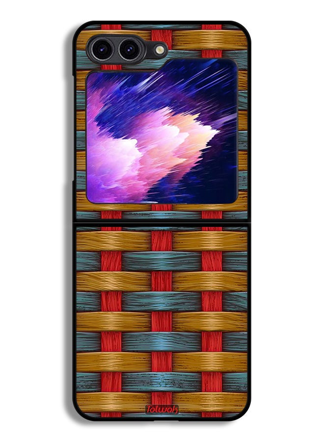Tolwak Samsung Galaxy Z Flip6 Protective Case Cover Strips Art Pattern - Image 1