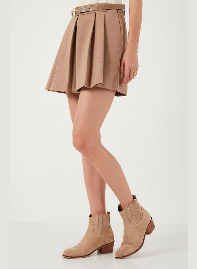 Lela Lela Stretch Standard Fit Pleated Winter Mini Short Skirt Women's SHORT SKIRT 611SR00016
